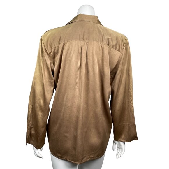 Vintage Ann May 100% Silk Blazer Jacket Womens Size M Long Sleeve Bronze - Picture 5 of 7